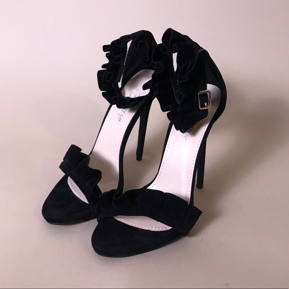 Nasty Gal Black Ruffle Heels
